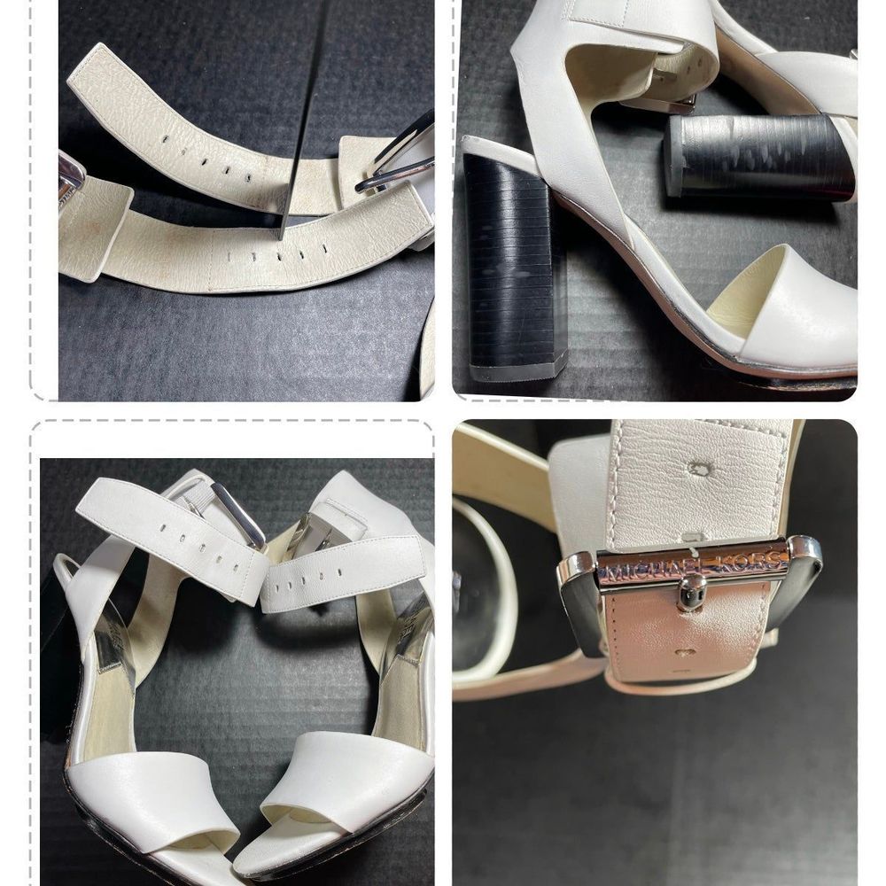 Michael Kors White Leather 4” heeled sandal 5.5M EUC WORN ONLY ONCE PRICE FIRM!! - Picture 10 of 13